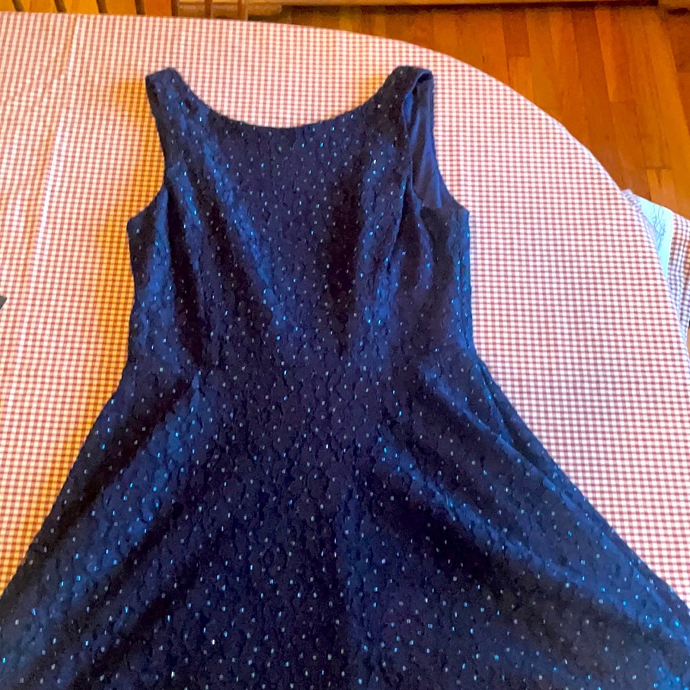 Sequenced blue dress with scoop neck